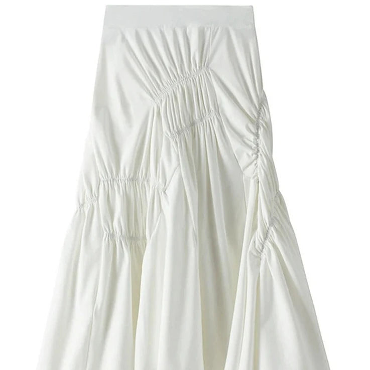 Kinky Cloth White / One Size Irregular Pleated Half-body Skirt