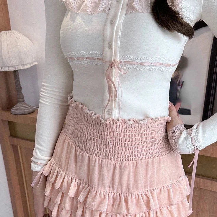 Kinky Cloth Kawaii Lace Blouse + Mini Skirt