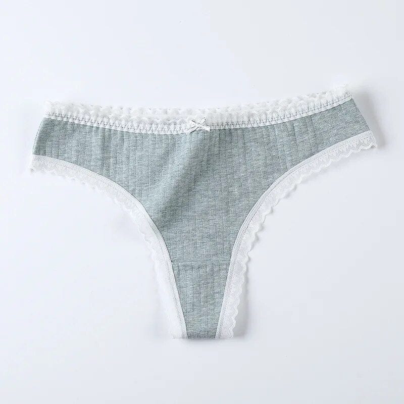 Kinky Cloth Army Green / M / China | 1pc Lace Cotton Thong Panties