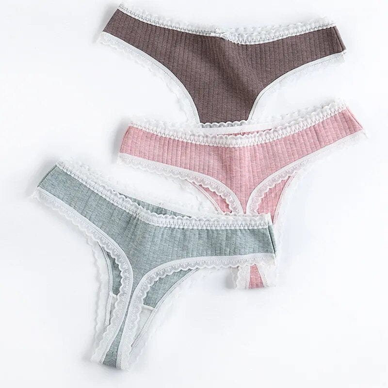 Kinky Cloth Lace Cotton Thong Panties