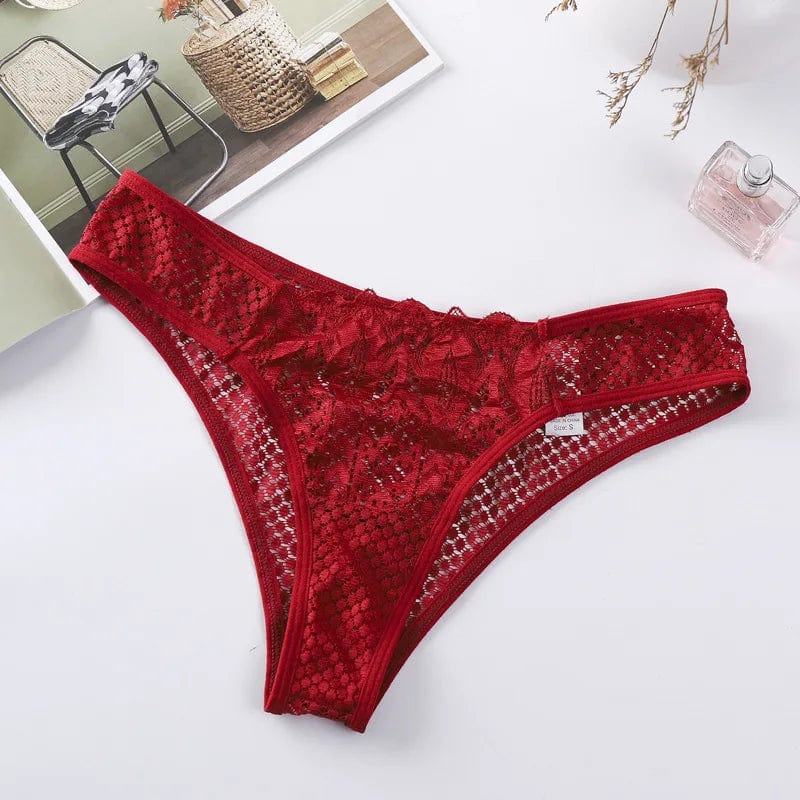 Kinky Cloth Burgundy / S / China | 1pc Lace Hollow Out Panties
