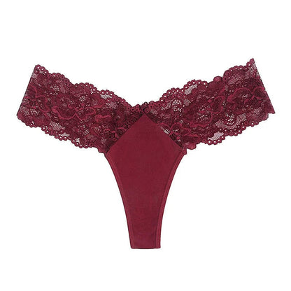 Kinky Cloth Burgundy / XS / 1pc Lace Low-waist Thong Panties