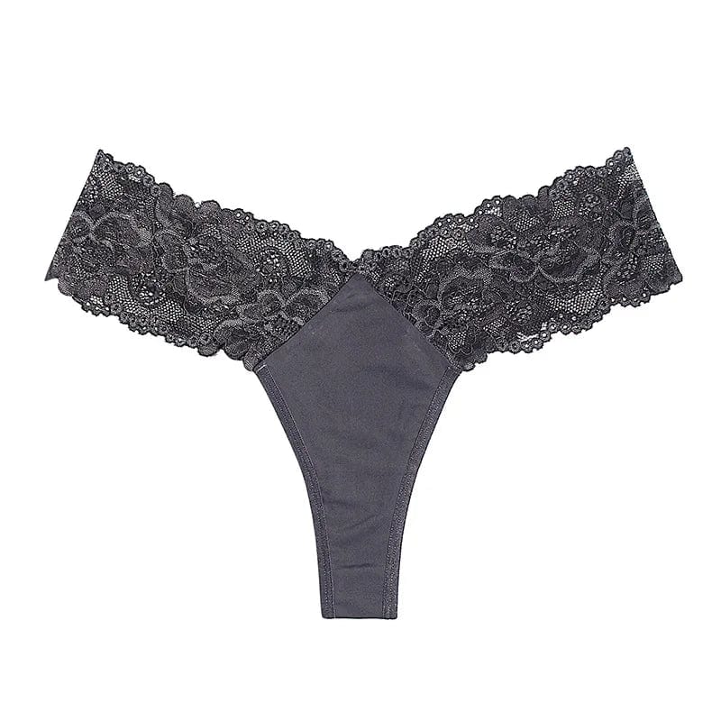 Kinky Cloth Gray / XS / 1pc Lace Low-waist Thong Panties