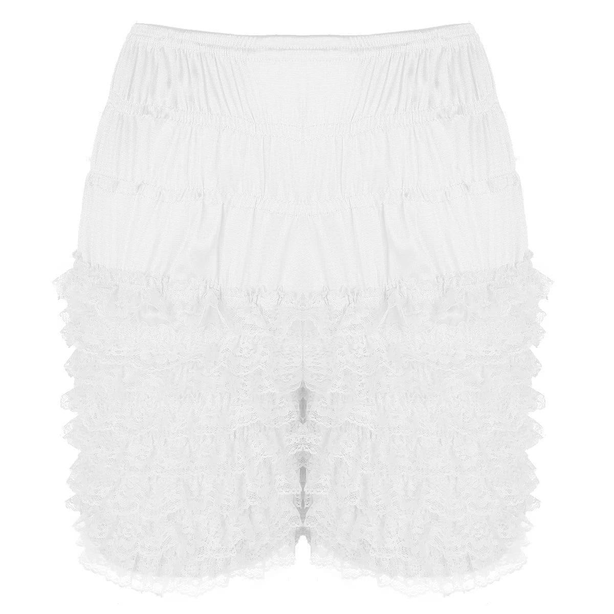 Kinky Cloth White / M Lace Sissy Frilly Ruffle Shorts