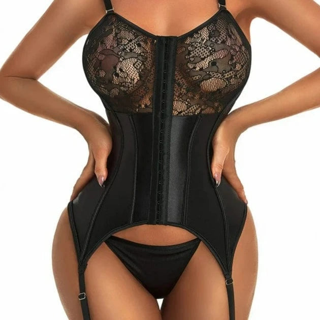 Kinky Cloth Lace Strappy Corset and Shaper