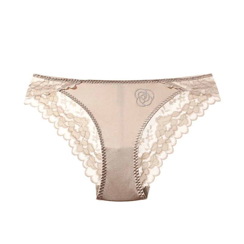 Kinky Cloth Khaki / M / 1pc Lace Transparent Rhinestone Panties