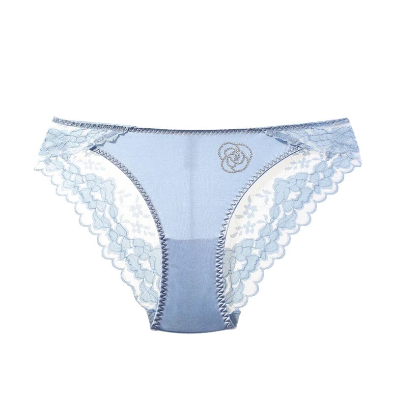 Kinky Cloth Sky Blue / M / 1pc Lace Transparent Rhinestone Panties