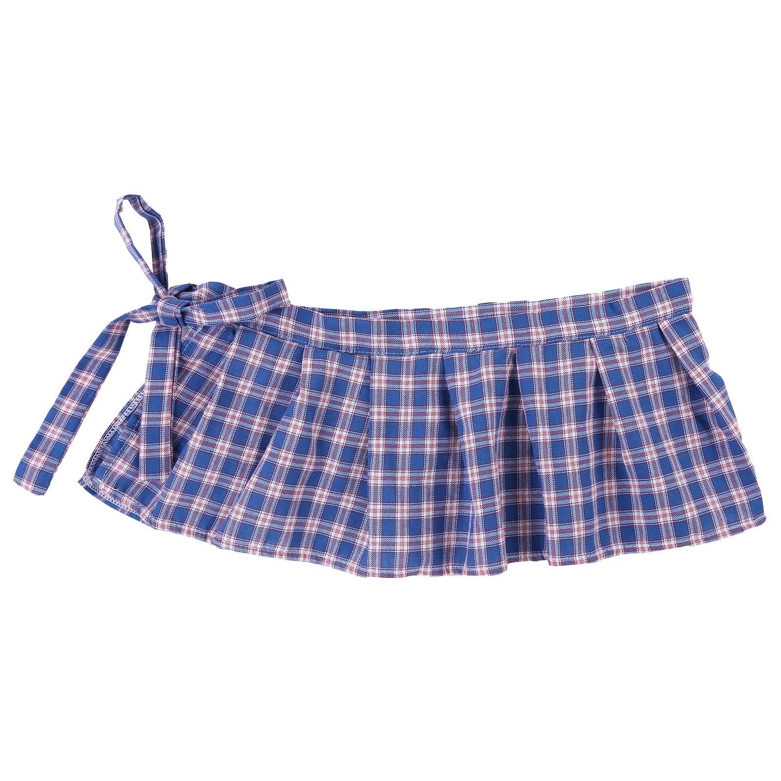 Kinky Cloth Light Blue / One Size Lace-up Plaid Pleated Skirt