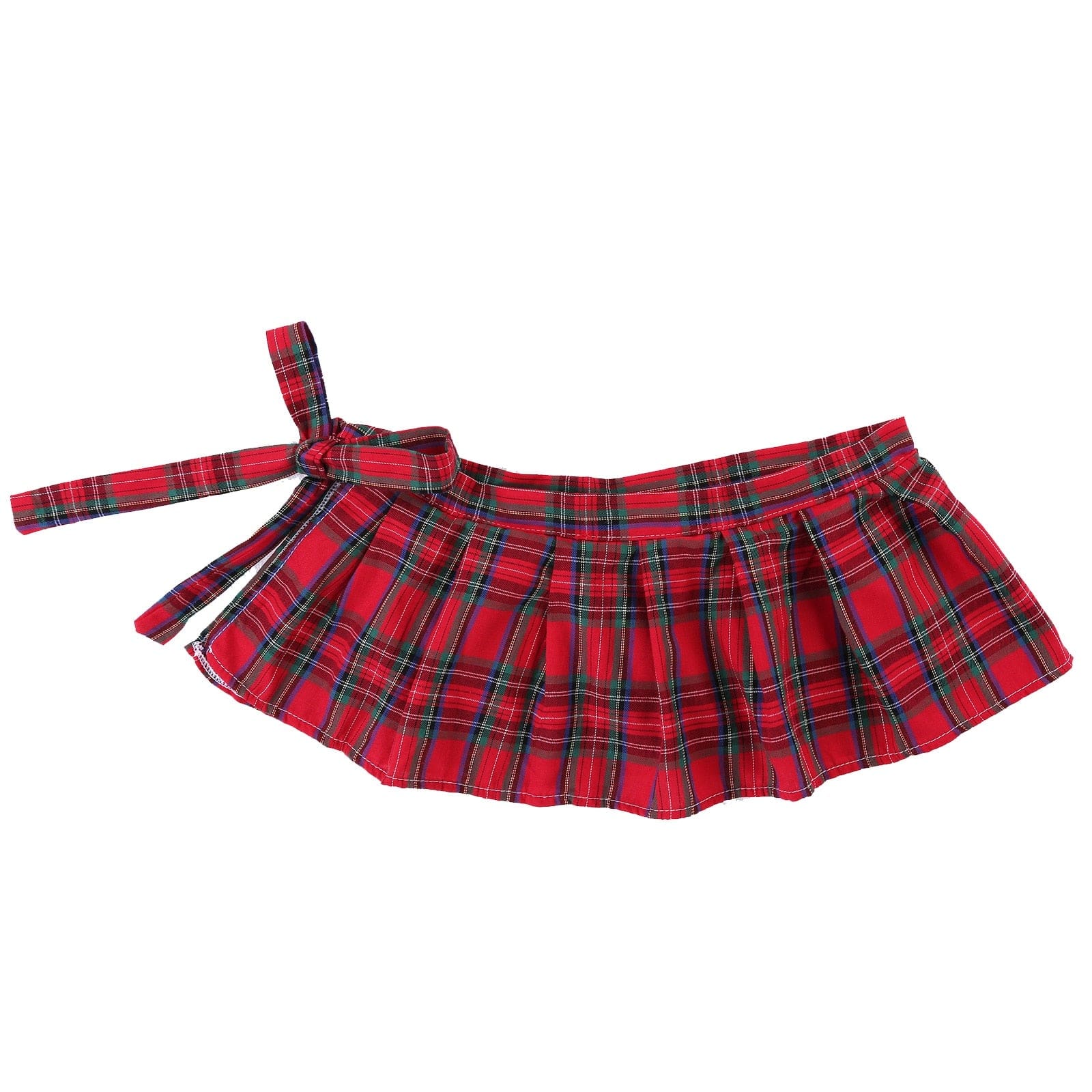 Kinky Cloth Red / One Size Lace-up Plaid Pleated Skirt