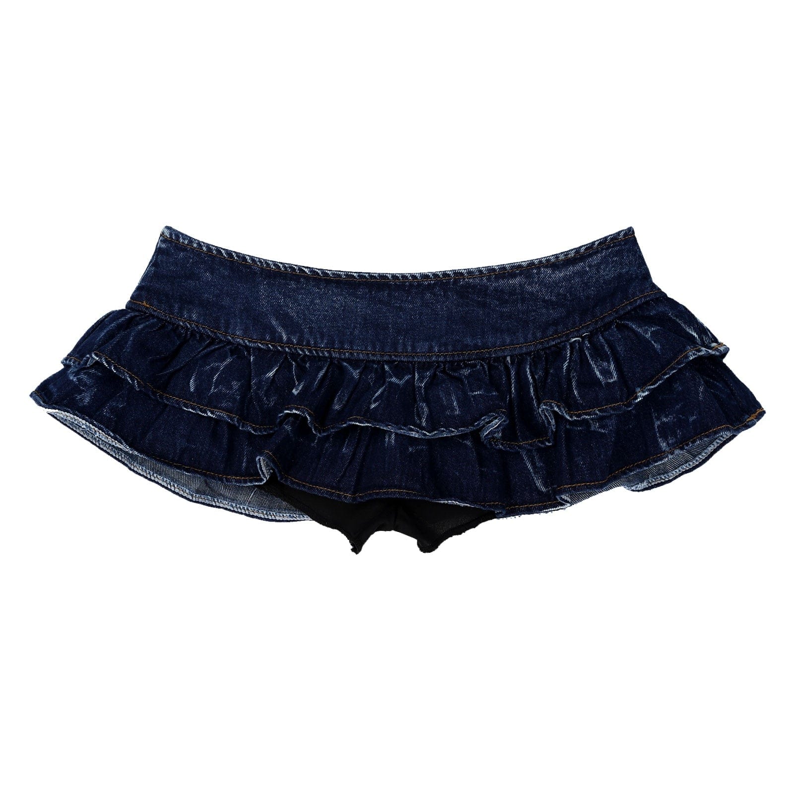 Kinky Cloth Blue / S Layered Ruffled Mini Jeans Skirt