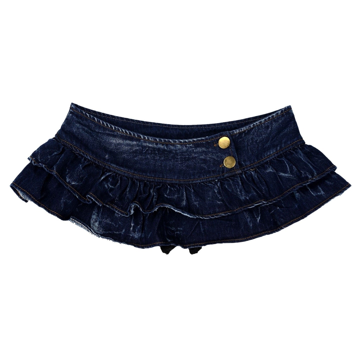 Kinky Cloth Layered Ruffled Mini Jeans Skirt