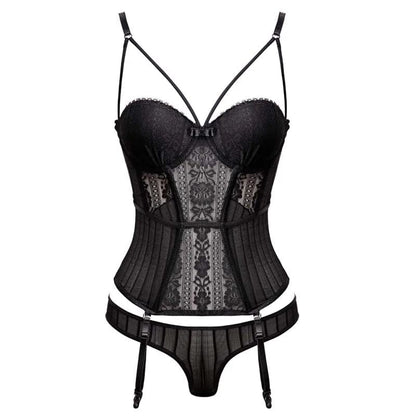 Kinky Cloth Lingerie Corset With Straps Set