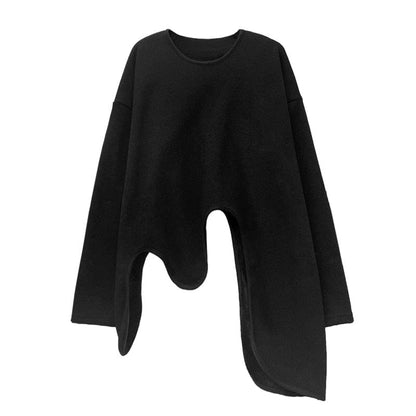 Kinky Cloth Loose Fit Irregular Black Sweatshirt