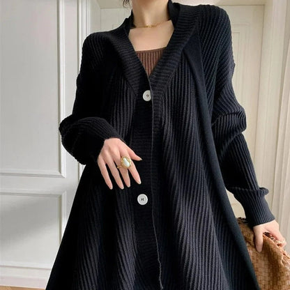 Kinky Cloth Black / One Size Loose Fit Knit Cardigan Sweater