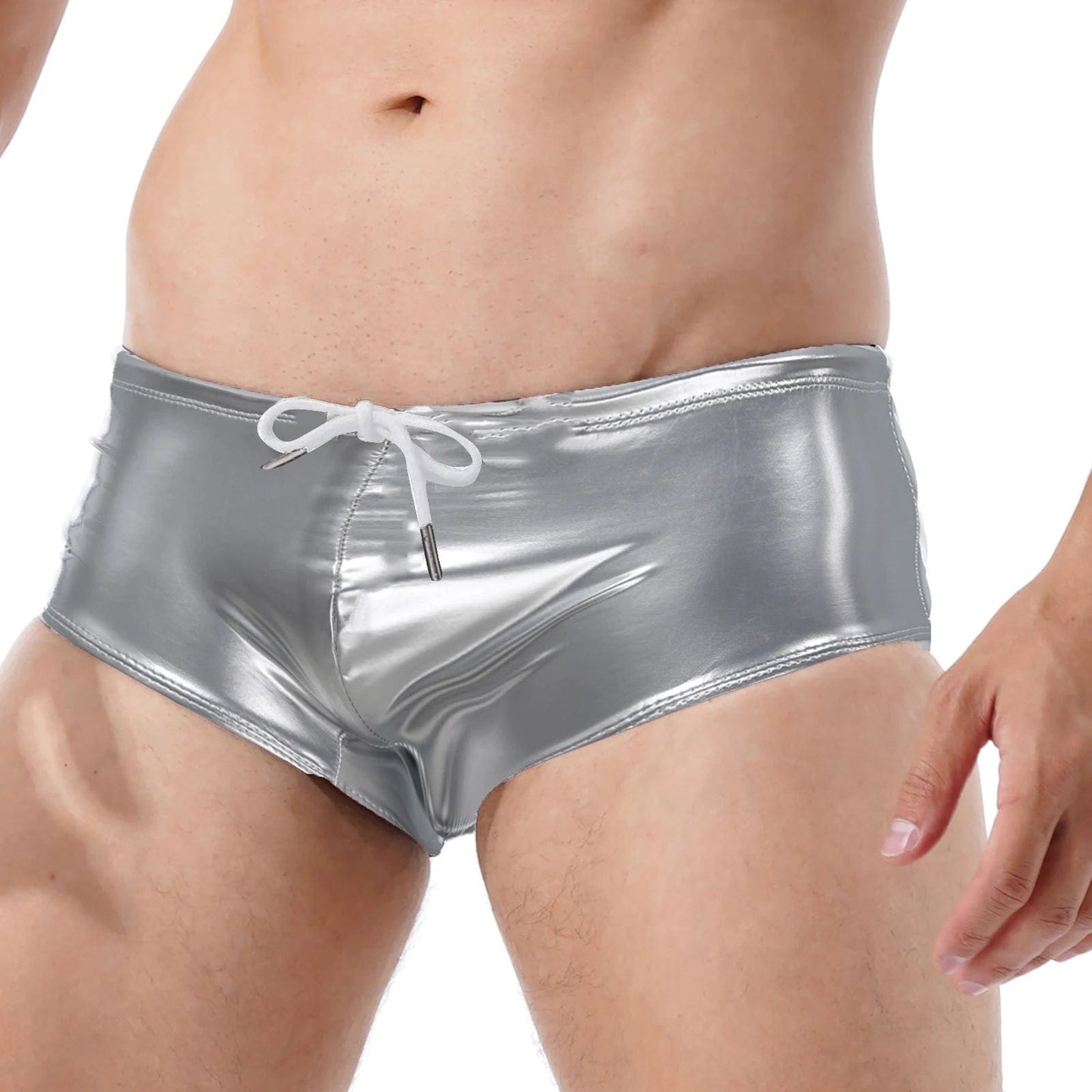 Kinky Cloth Silver / M Low Rise Drawstring Swimming Trunks
