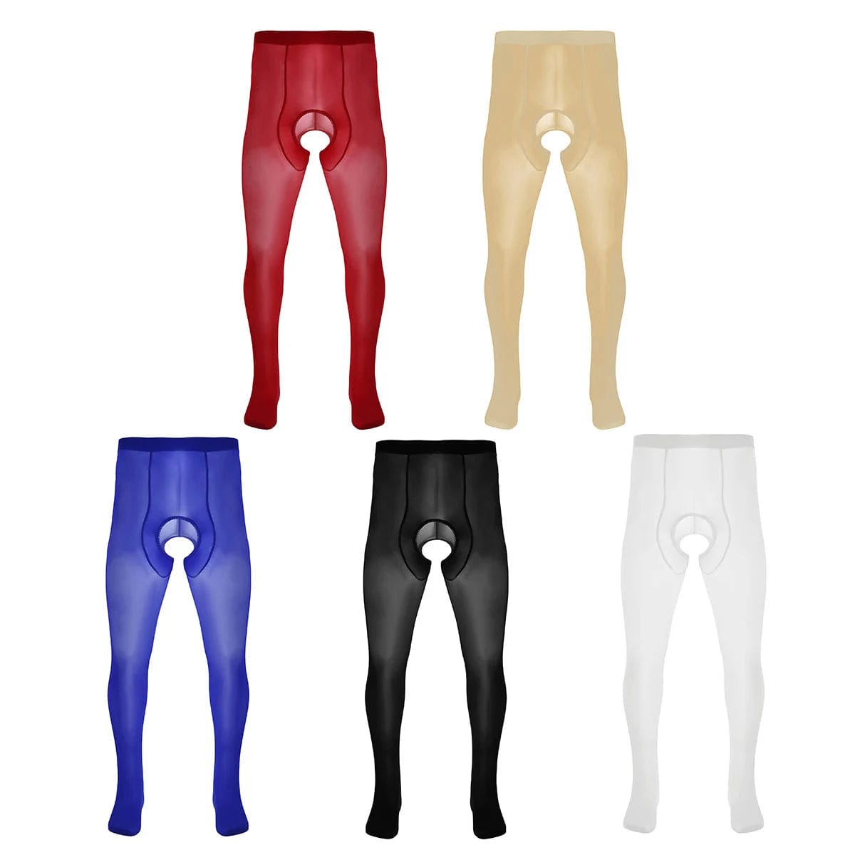 Kinky Cloth Men Ice Silk Bedtime Surprise Pantyhose Closed Toes Crotchless Stretchy Stockings Tights Hosiery Legging Pant Underwear