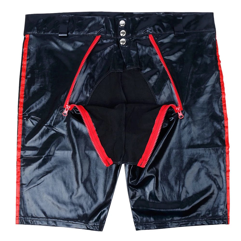 Kinky Cloth Men Patent Leather Moto Shorts