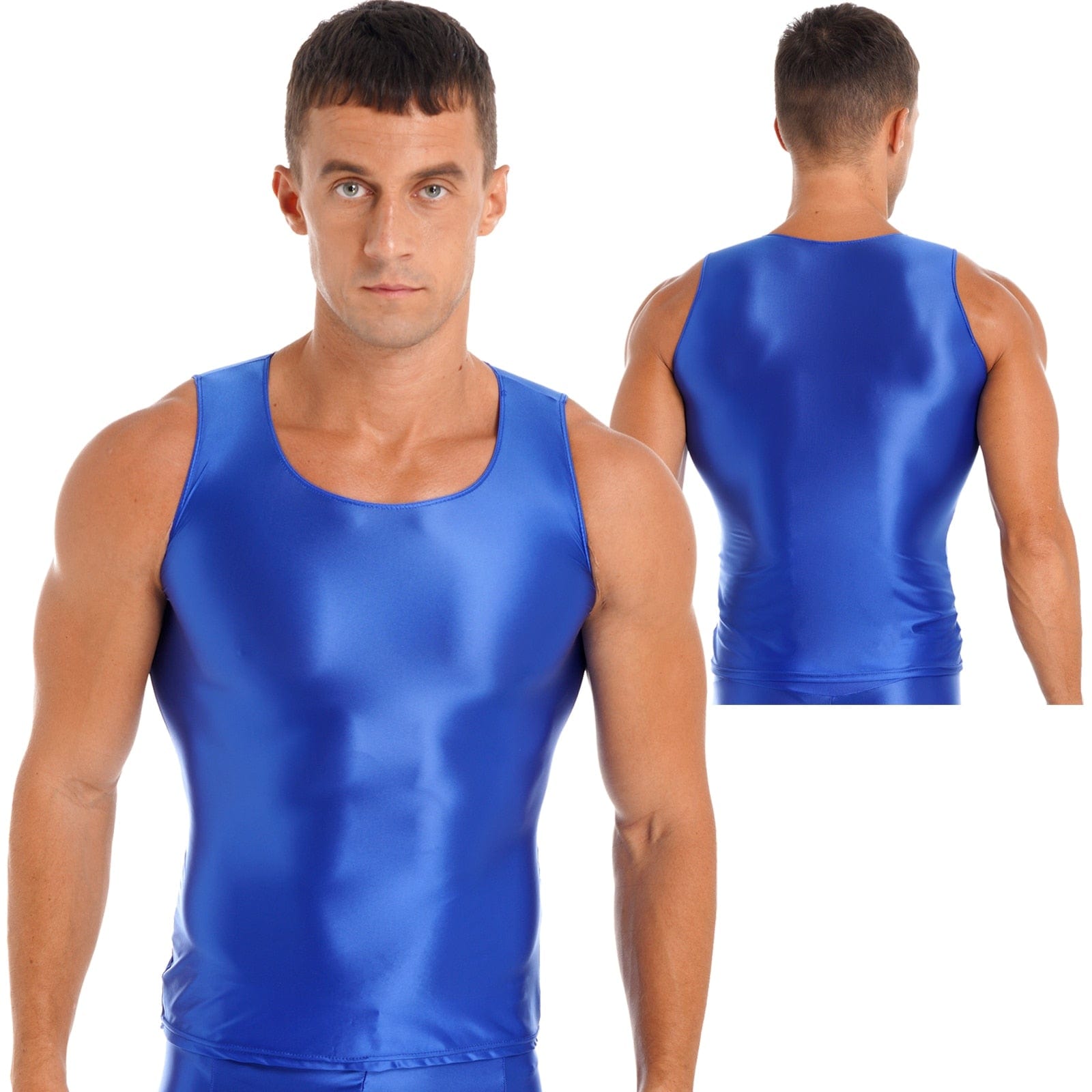 Kinky Cloth Blue / L Men's Glossy Smooth Tank Top