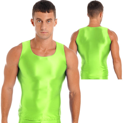 Kinky Cloth Fluorescent Green / L Men's Glossy Smooth Tank Top