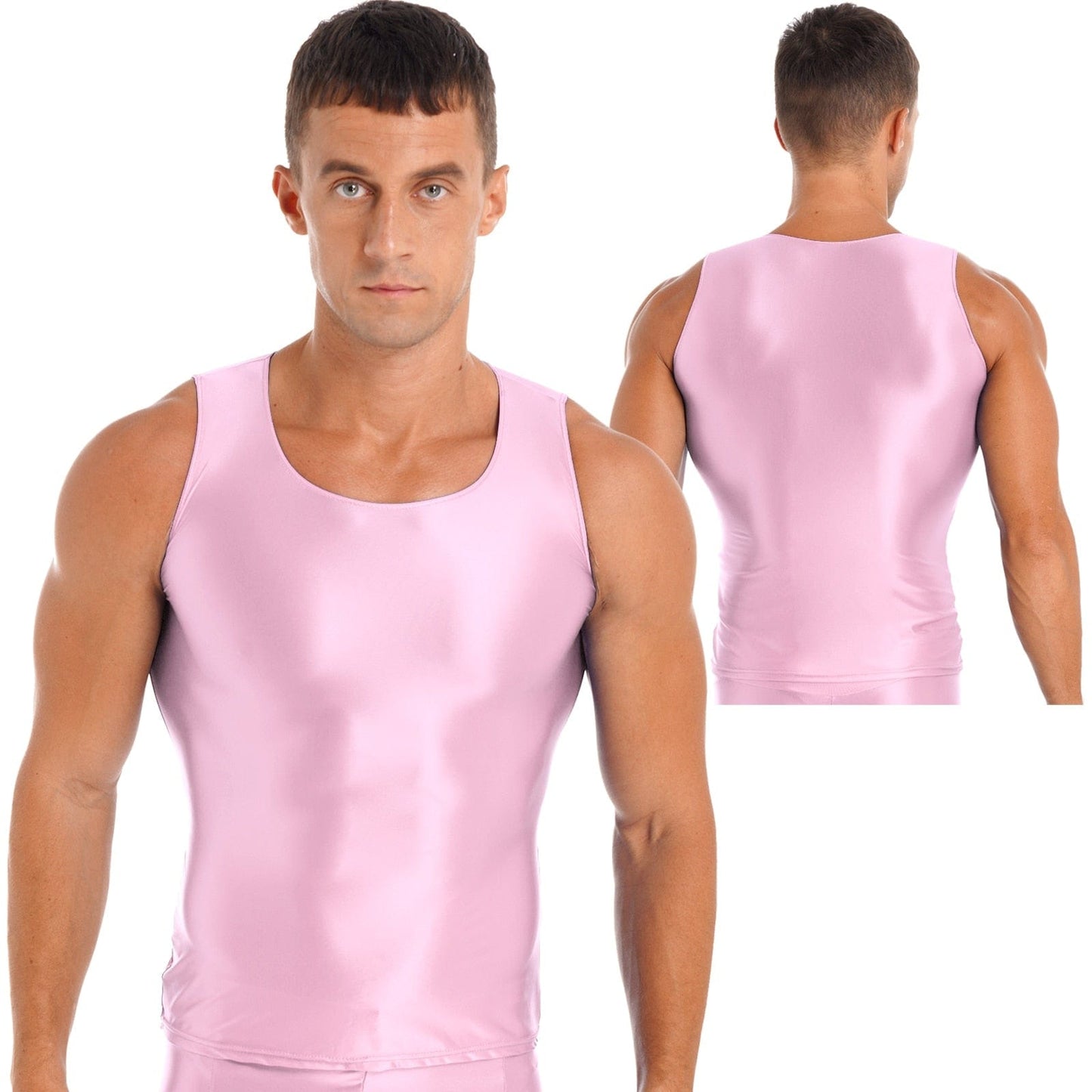 Kinky Cloth Pink / L Men's Glossy Smooth Tank Top