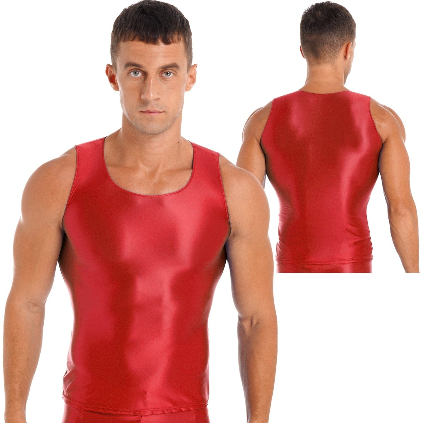 Kinky Cloth Red / L Men's Glossy Smooth Tank Top