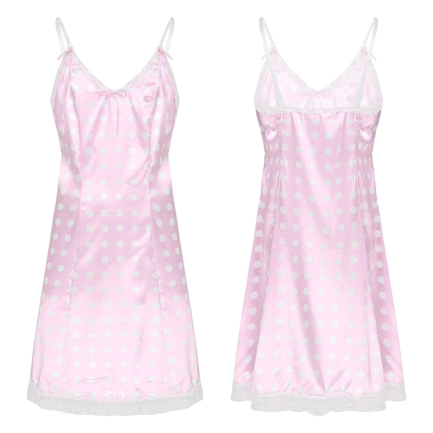 Kinky Cloth Pink White / M Men's Satin Straps Nightwear
