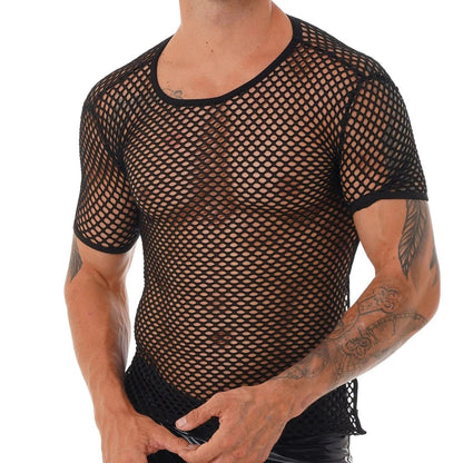 Kinky Cloth Mens Crisscross Back Fishnet T-shirt