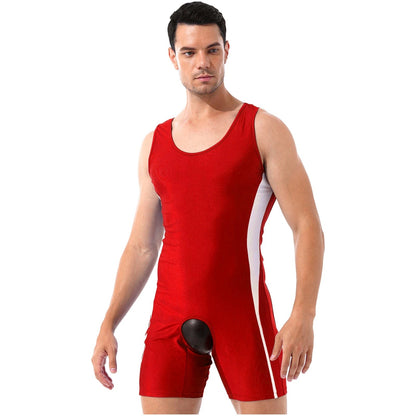 Kinky Cloth Red / M Mens Crotchless Open Butt Jumpsuit