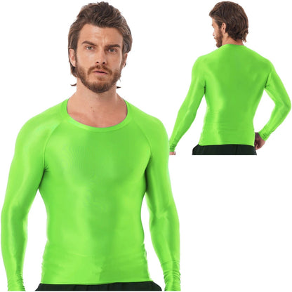 Kinky Cloth Fluorescent Green / M Mens Glossy O Neck Top