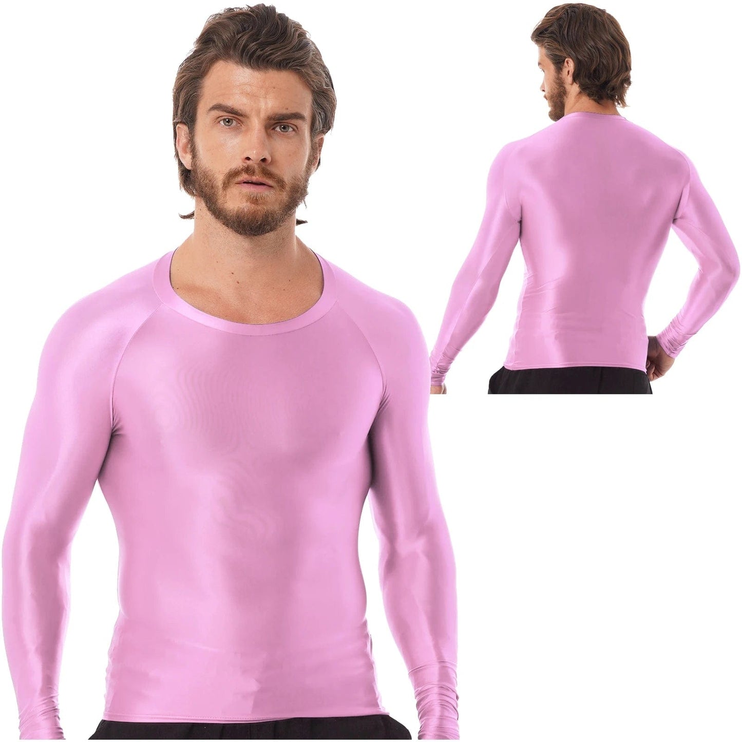 Kinky Cloth Pink / M Mens Glossy O Neck Top