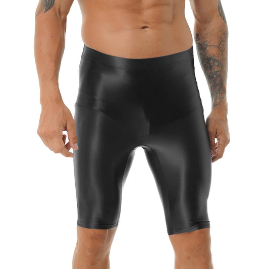 Kinky Cloth Black / M / 1pc Mens Glossy Swimsuit Shorts