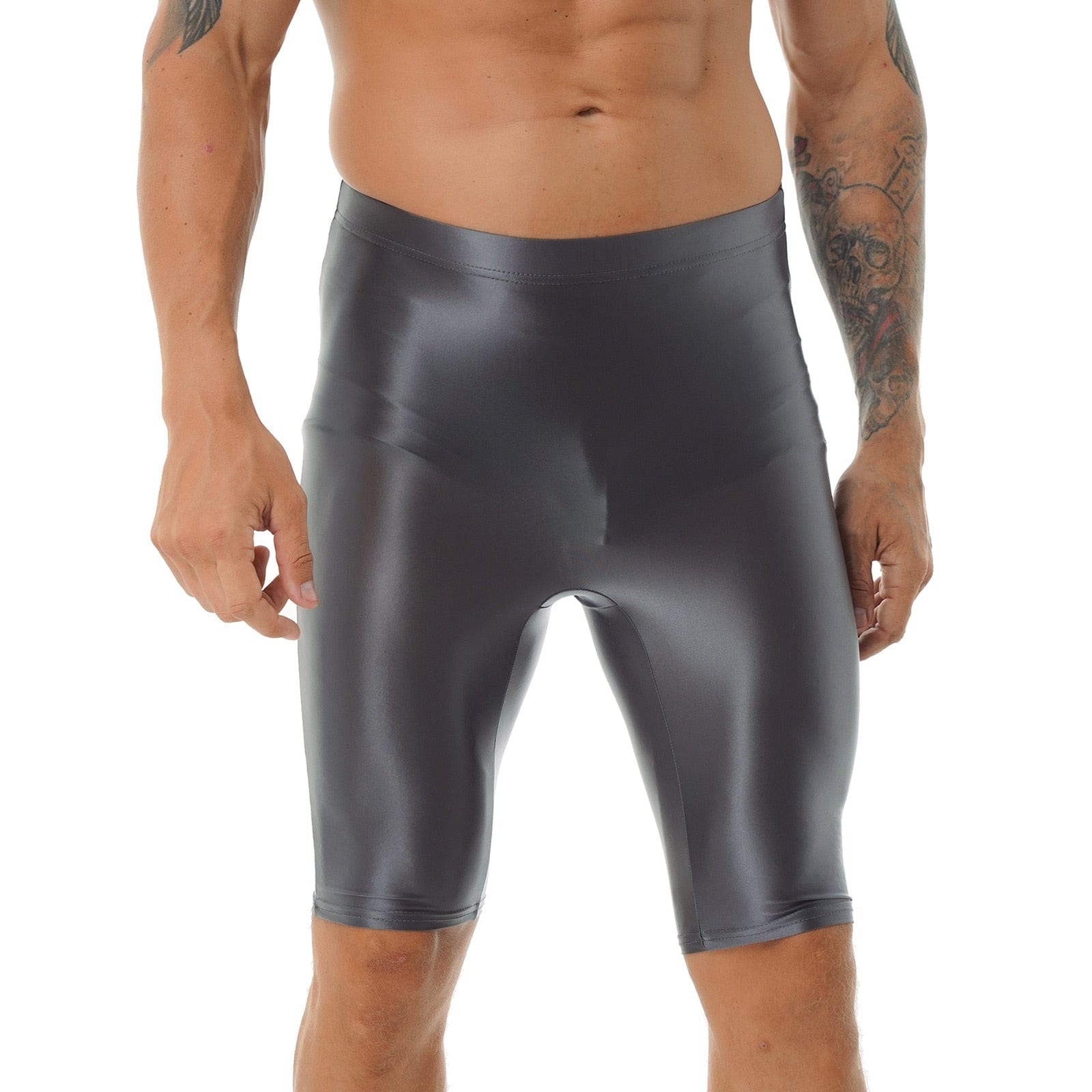 Kinky Cloth Dark Grey / M / 1pc Mens Glossy Swimsuit Shorts