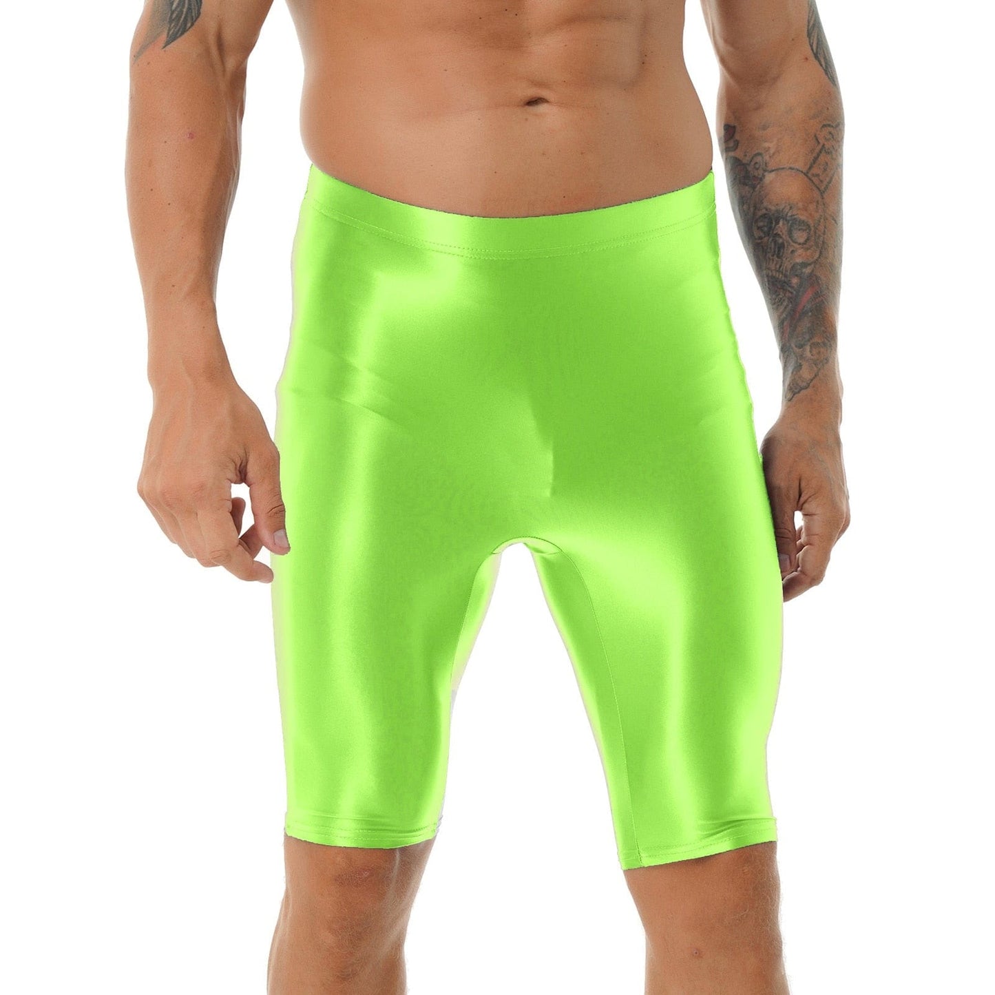 Kinky Cloth Fluorescent Green / M / 1pc Mens Glossy Swimsuit Shorts