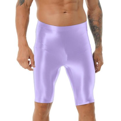 Kinky Cloth Light Purple / M / 1pc Mens Glossy Swimsuit Shorts