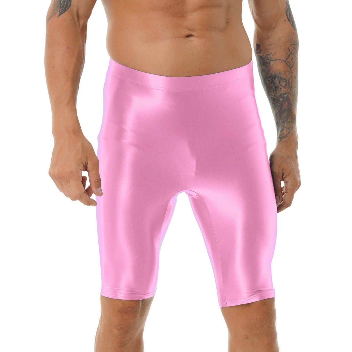 Kinky Cloth Pink / M / 1pc Mens Glossy Swimsuit Shorts
