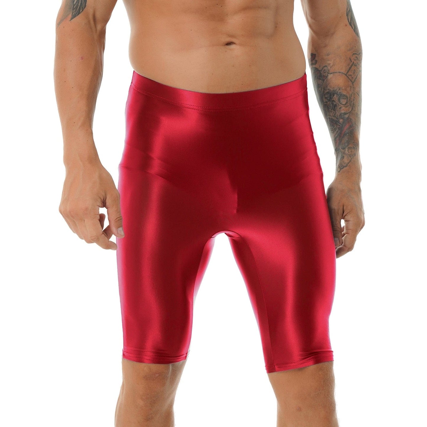 Kinky Cloth Red / M / 1pc Mens Glossy Swimsuit Shorts