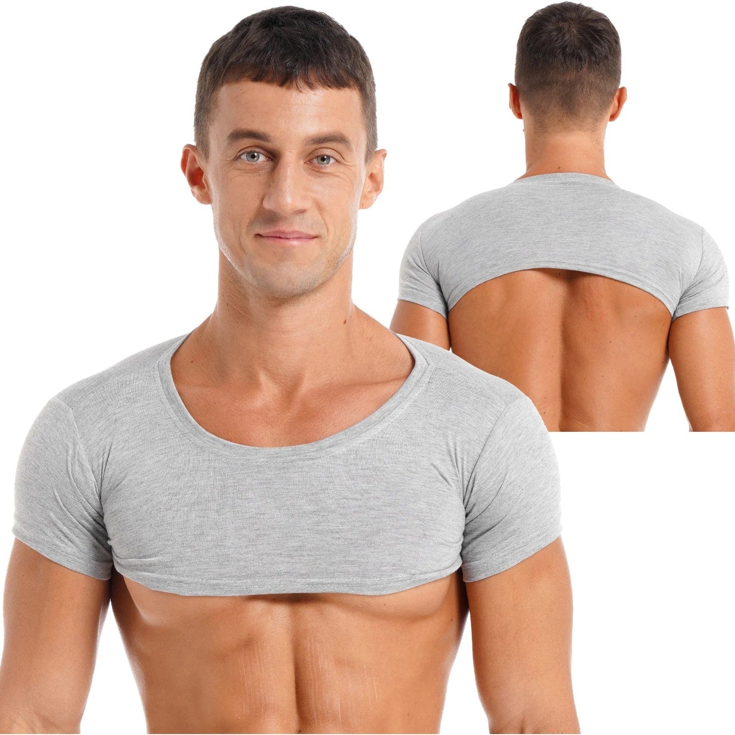 Kinky Cloth Gray / M Mens Short Sleeve Crop Top