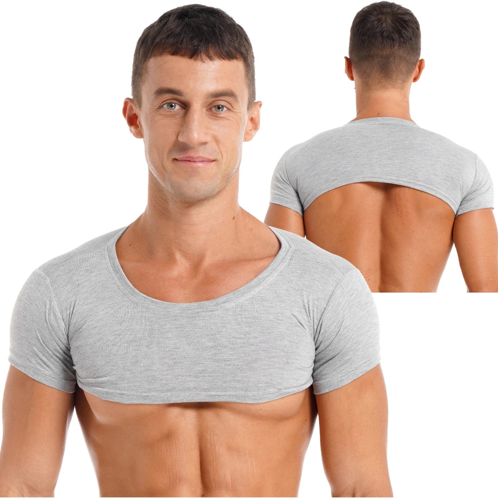 Kinky Cloth Gray / M Mens Short Sleeve Crop Top