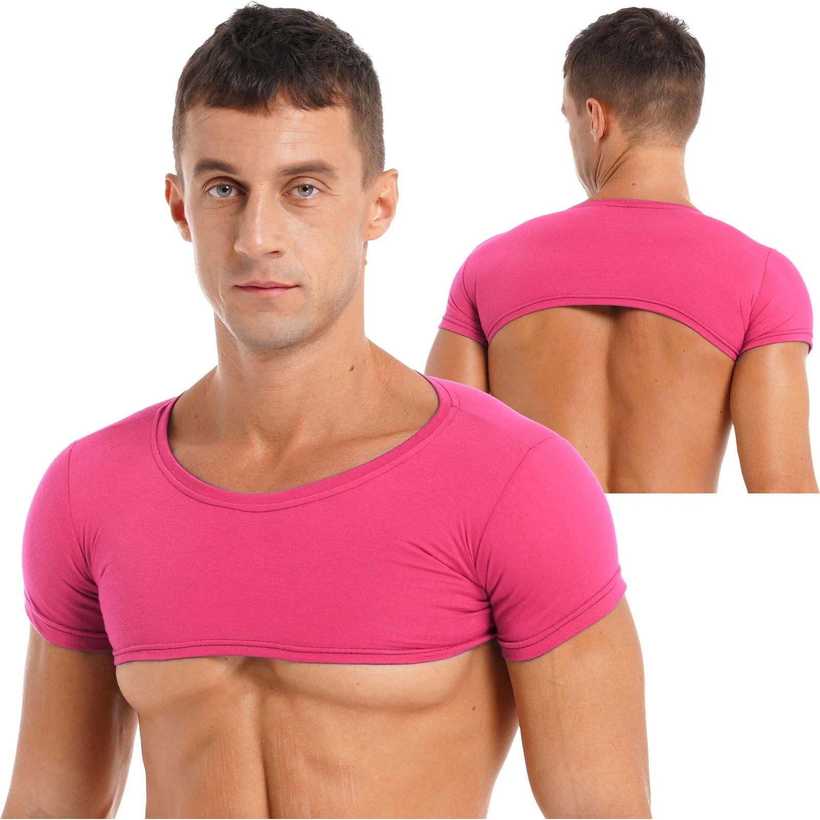 Kinky Cloth Hot Pink / M Mens Short Sleeve Crop Top