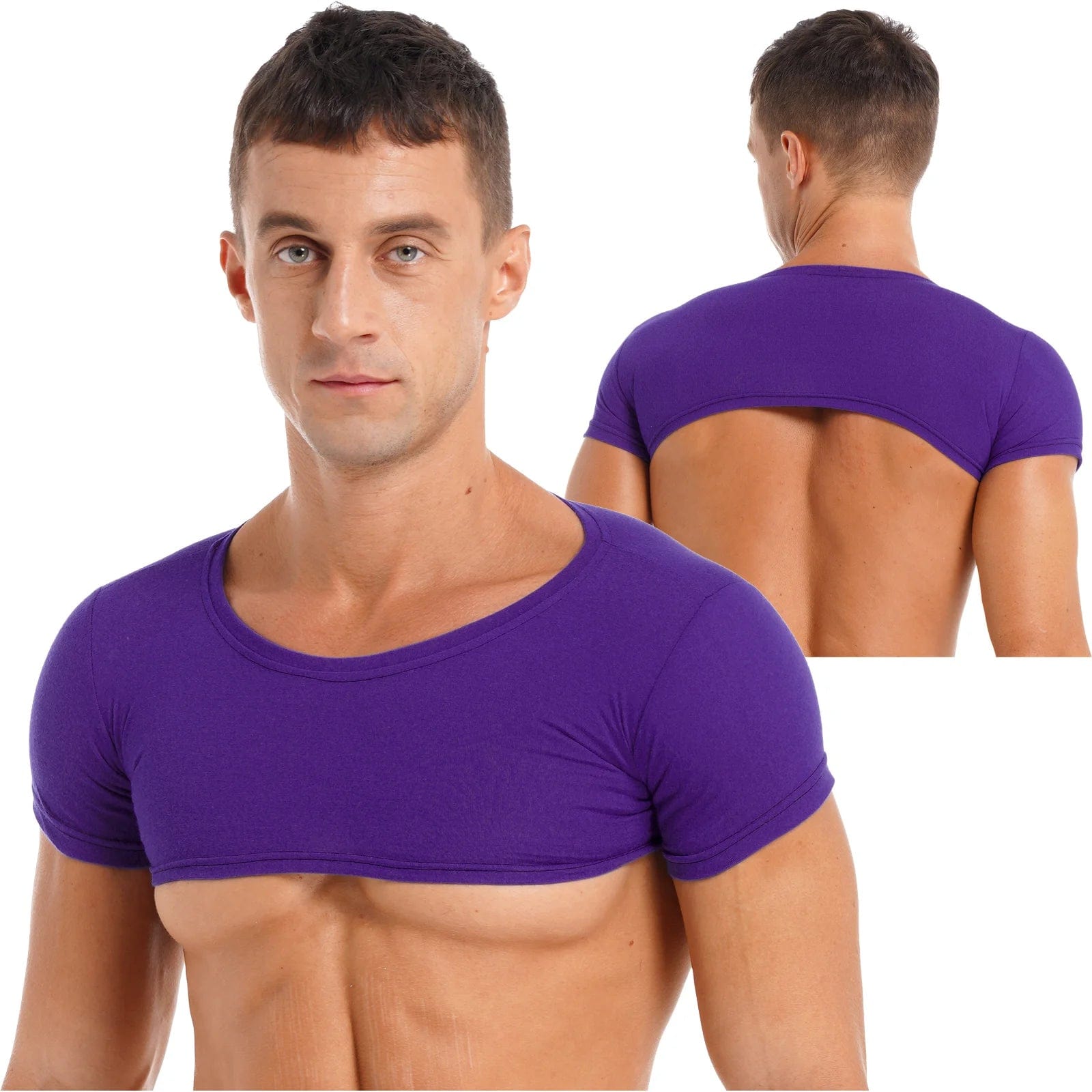 Kinky Cloth Purple / M Mens Short Sleeve Crop Top