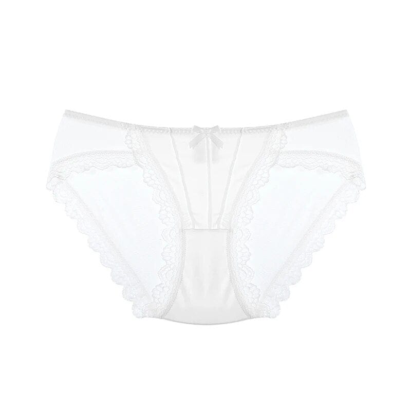 Kinky Cloth White / M Mesh Satin Low-waist Panties