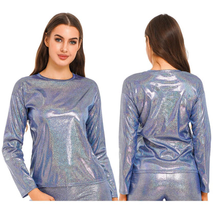 Kinky Cloth Blue A / S Metallic Shiny T-Shirt