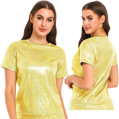 Kinky Cloth Gold B / S Metallic Shiny T-Shirt