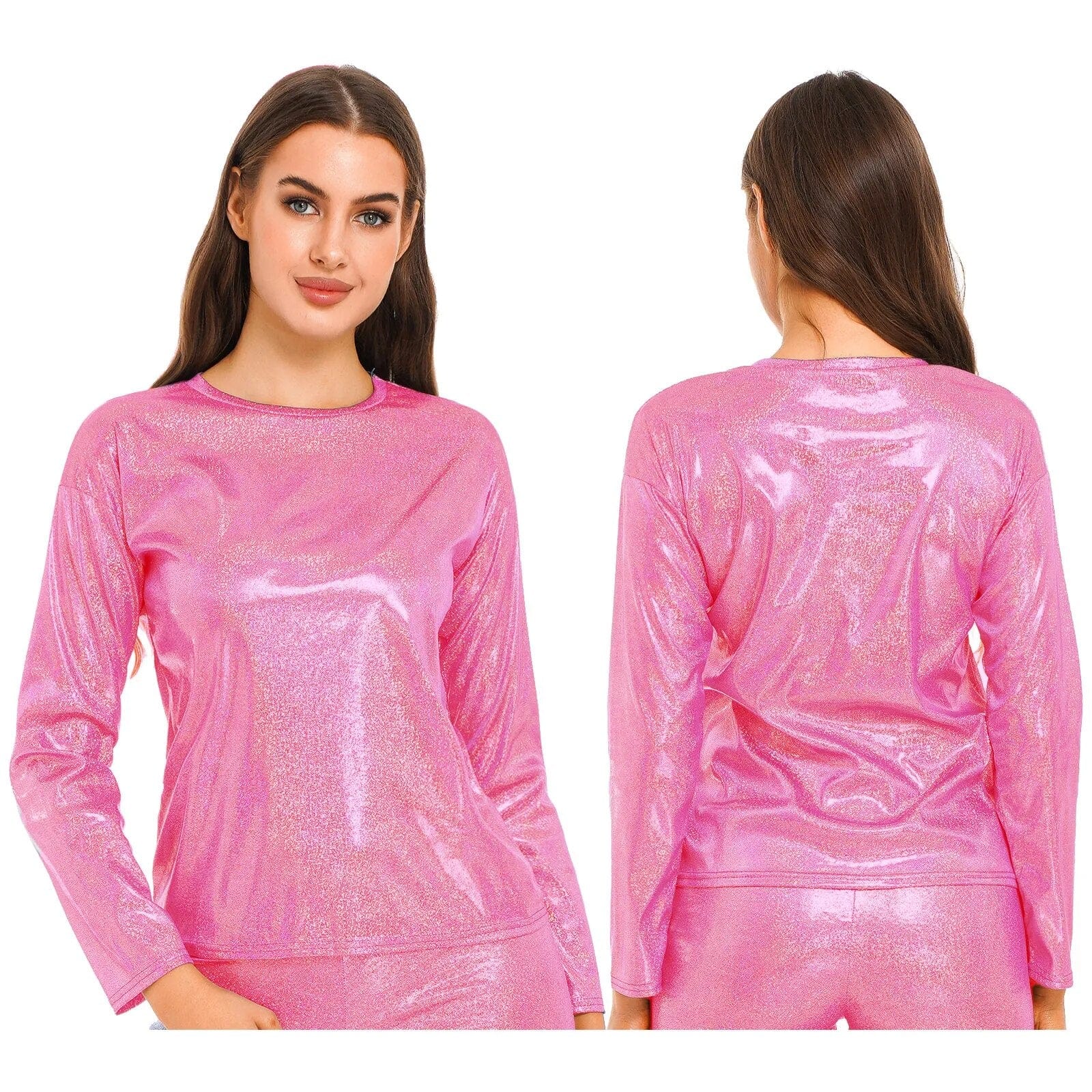 Kinky Cloth Hot Pink A / S Metallic Shiny T-Shirt
