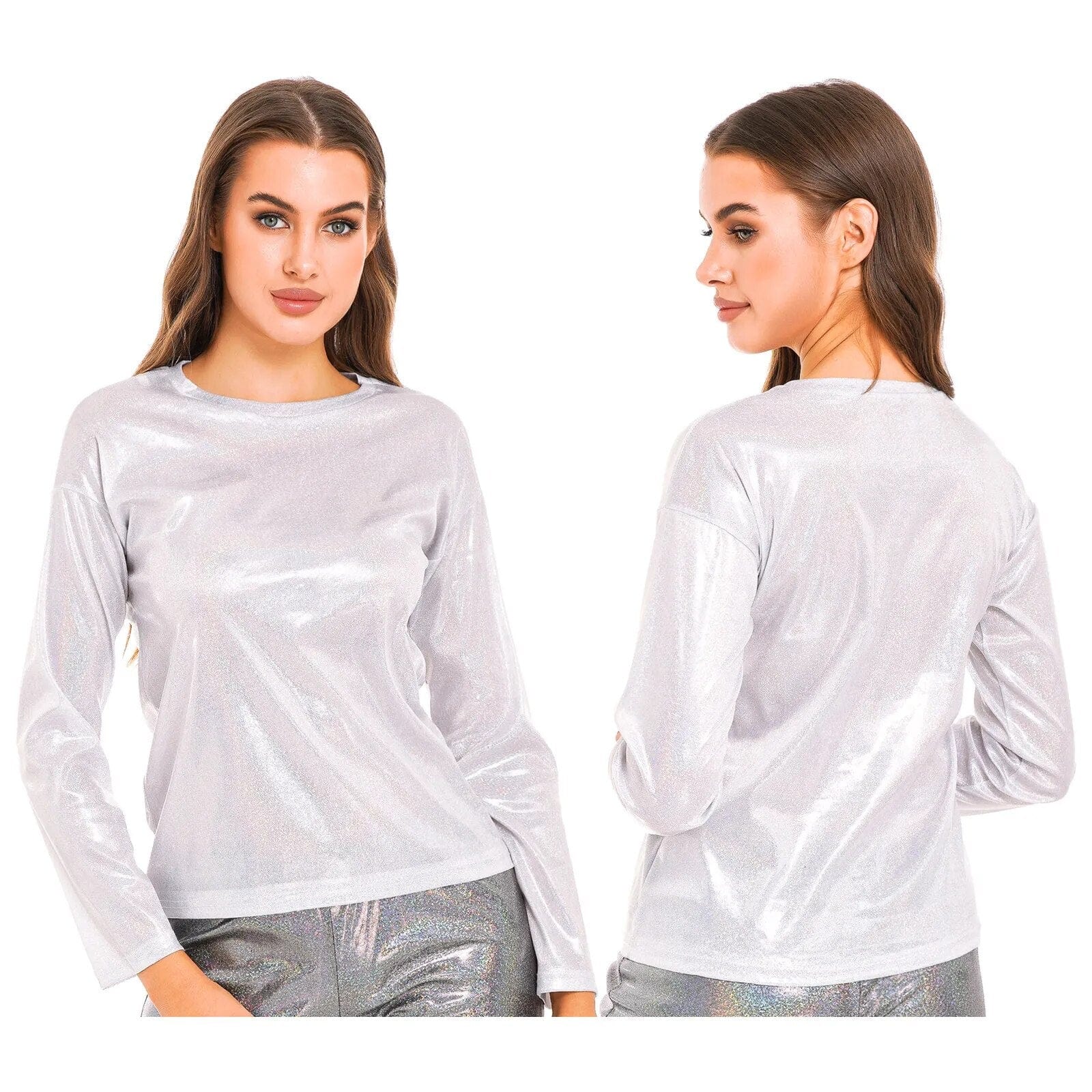 Kinky Cloth Silver A / S Metallic Shiny T-Shirt