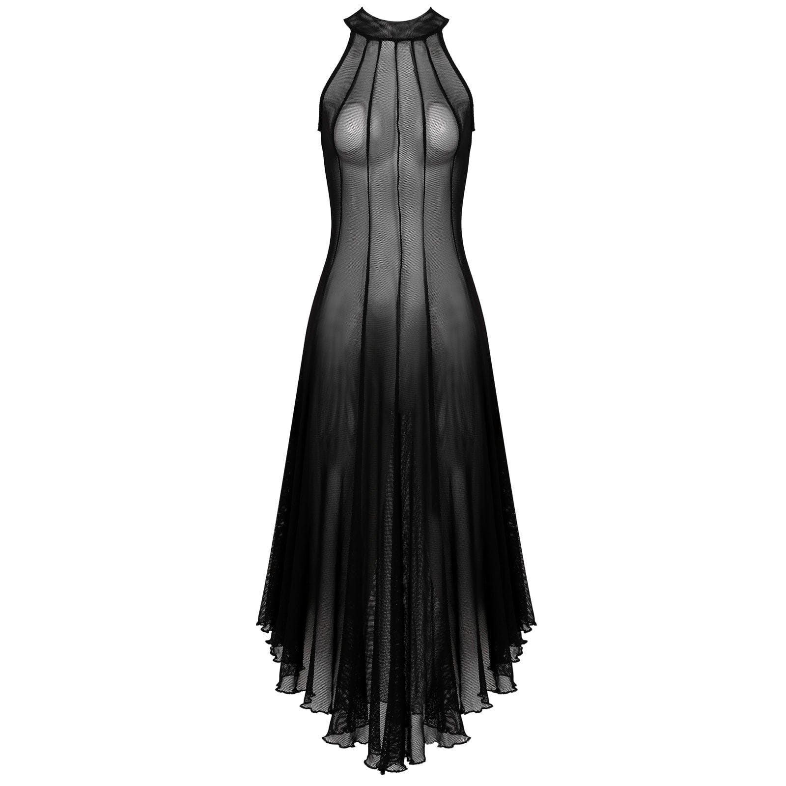 Kinky Cloth Black / S Mock Neck Sleeveless Sheer Dress