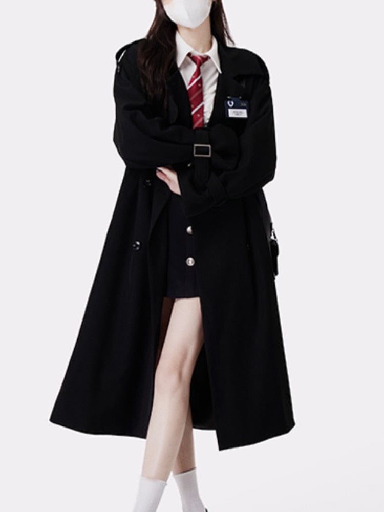 Kinky Cloth Black Coat / S Navy Collar Mini Dress