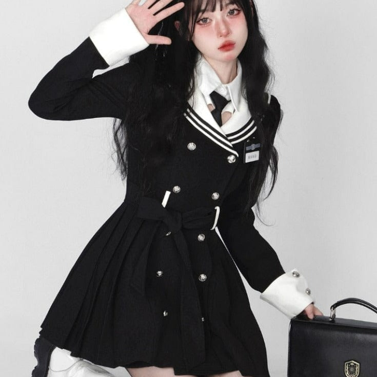 Kinky Cloth Navy Collar Mini Dress