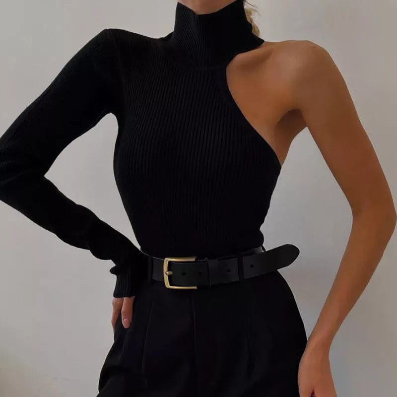 Kinky Cloth One Shoulder Knitted Bodysuit