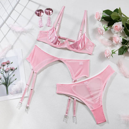 Kinky Cloth pink / S Open Bra Cut-out Lingerie Set
